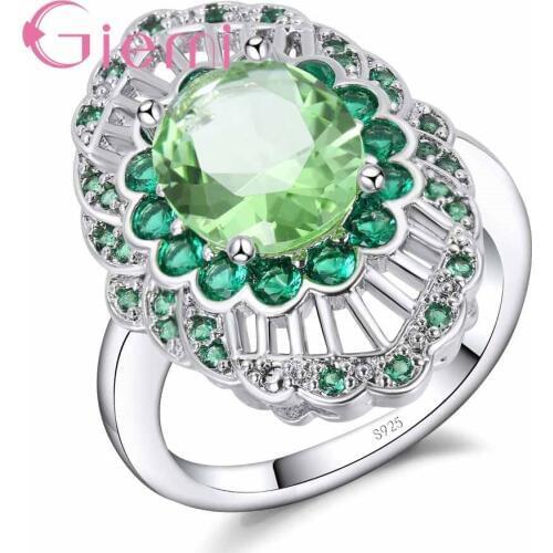 Elegant Trendy Classic Ring 925 Sterling Silver Cubic Zirconia Women Girls Birthday Party Gift Romantic Accessory