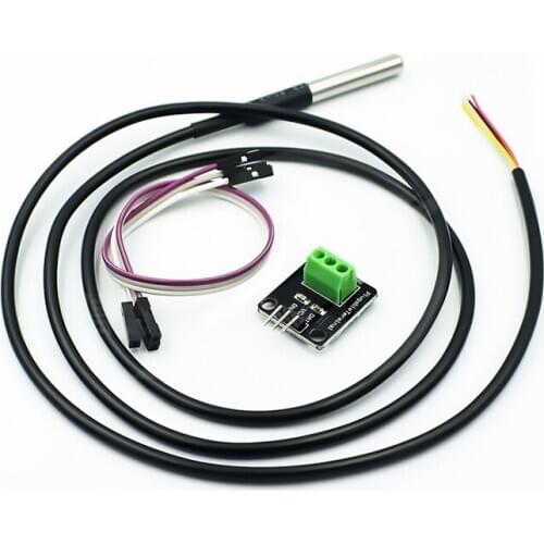 DS18B20 Temperature Sensor Module Kit Waterproof 100CM Digital Sensor Cable Stainless Steel Probe Terminal Adapter For Arduino