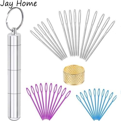 15PCS Large Eye Blunt Sewing Needles Handmade Embroidery Needles with 10PCS Yarn Knitting Needles DIY Sewing Accessories