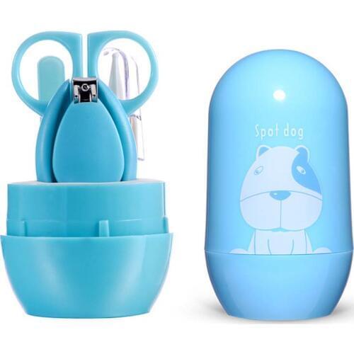 4pcs Baby Healthcare Kits Baby Nail Care Set Infant Finger Trimmer Scissors Nail Clippers Cartoon Animal Storage Box for Travel