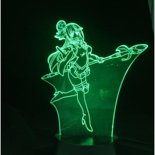 Aqua Anime Lamp Konosuba Anime Lamp Decor Night 3D ANIME LAMP Nightlights 16 Colors Changing Lampara Led For Bedroom Decor