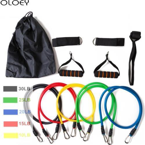 11 Pcs/Set Latex Resistance Bands Crossfit Training Body Exercise Yoga Tubes Pull Rope Chest Expander Pilates Fitness With Bag