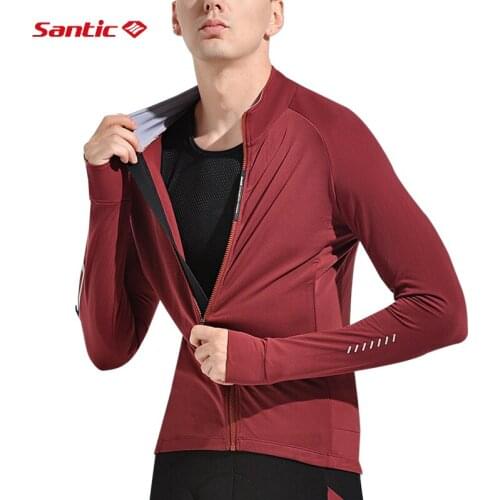 Santic Cycling Jersey Men Winter Fleece Long Sleeve Road Bike Jersey Warm Bicycle MTB Downhill Cycling Clothing Asian Size
