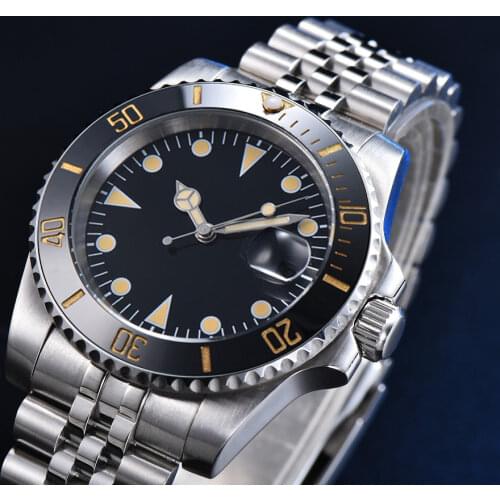 40mm Black Dial Mens Watch Automatic Mechanical Watch Luxury Sports Stainless Steel Yacht Clock Ceramic Bezel Steel Band