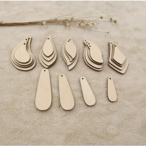 Unfinished Wooden Earrings Pendants Blank Teardrop Anomaly Cutout for DIY Craft Jewelry Making