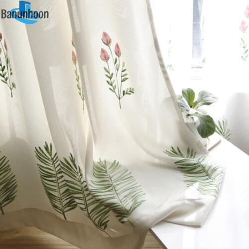 2019 New Cortinas Dormitorio European Leaf Embroidered Curtains For Living Room Fabric For Bedroom Tulle Curtain For Drapes