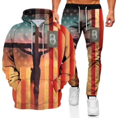 New summer mens casual sports suit short-sleeved two-piece fashion loose hooded sweater + drawstring pants plus size