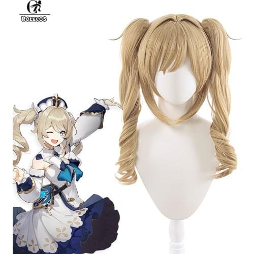 ROLECOS Game Genshin Impact Cosplay Wig Barbara Cosplay Wig Barbara Headwear Hair for Women Heat Resistant Synthetic Hair