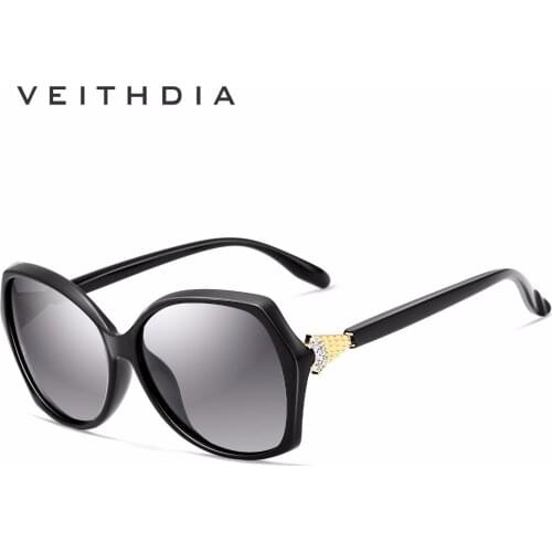 VEITHDIA Retro Womens Sun glasses Polarized Luxury crystal Ladies Brand Designer Sunglasses Eyewear For Women Female V3027