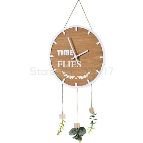 Light luxury wooden wall clock creative home decoration solid wood simple living room childrens room bedroom clock