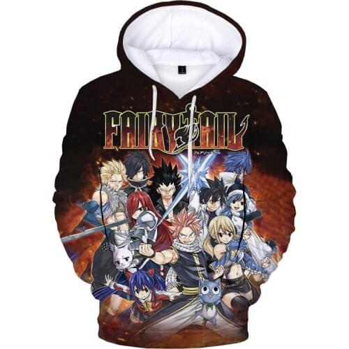 3D Print Fairy Tail Hoodie Sweatshirts Anime Harajuku Streetwear Hoodies Boys/girls Oversized Pullovers Fairy Tail Clothes