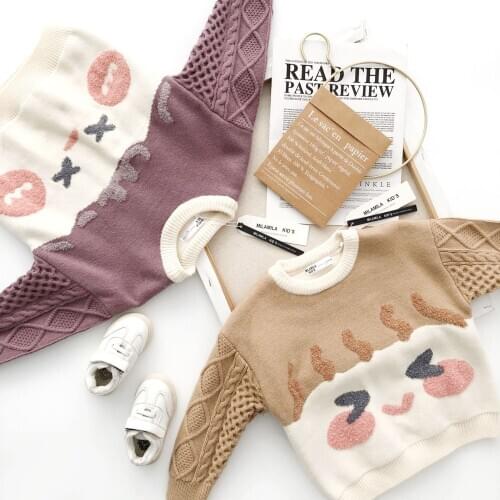 Tonytaobaby Autumn and Winter New Girls' Cute Baby Twist Jacquard Sweater