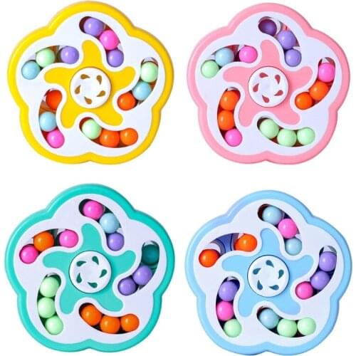 Rotating Magic-Beans Finger Spinner Cube Double Side Interactive Playhouse Education Toy for Anxiety Relief Toddler Gift 87HD
