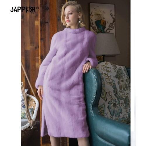 Faux Fur Woman Dress 2020 Winter Thick Warm Casual Plus Size Loose Long Sleeve Dresses Female Sexy Turtleneck Long Party Dress