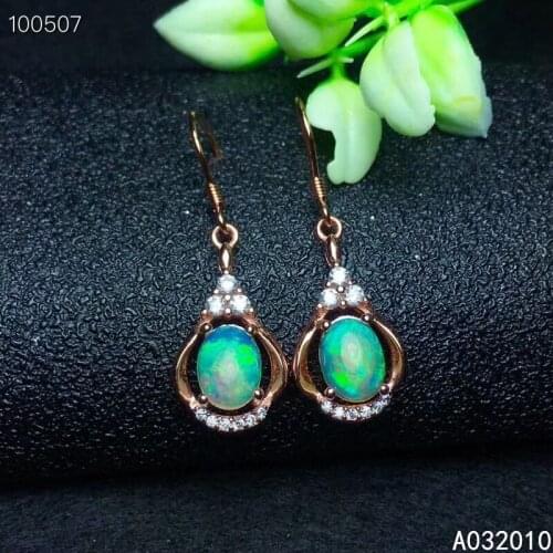 KJJEAXCMY Fine Jewelry 925 sterling silver inlaid natural opal female earrings Eardrop trendy support detection