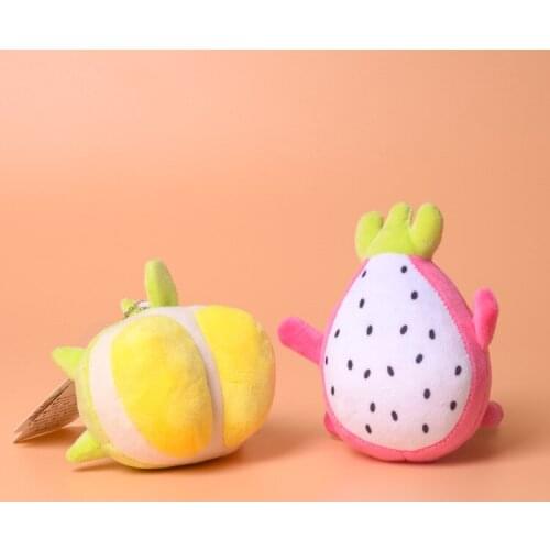 12Pcs/Lot 10CM Random Hylocereus Undatus Foo-Lon Durio Zibethinus Murr Mini Cute Soft Plush Keychain for Bag Key Pendant