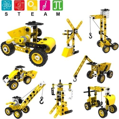 124D Intellectual Assembly Car, 1 Set DIY Construction Vehicle Toy, Nut Engineering Vehicles for for Kids Boys