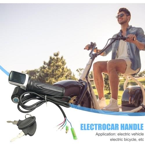 36/48/60V Electric Bike Scooter Throttle Grip Handle E-bike Twist Speed Handlebar Accelerator with LED Display