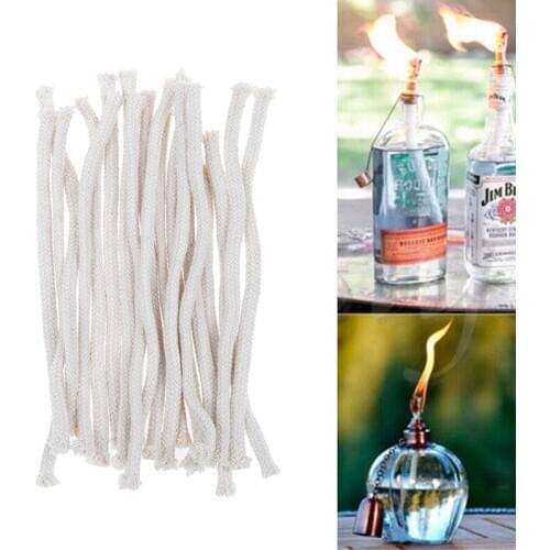 5Pcs 15cm Long DIY Burner Alcohol Wick Rope Cotton Wick Round Cotton Kerosene Oil Lamp Wicks
