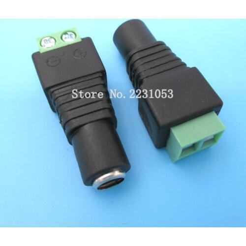 5PCS/LOT 5.5 x 2.5mm DC Power Female Jack Connector Plug DC Female Adapter Plug Connector for CCTV Camera DVR Led Strips