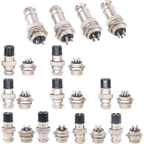 1set Aviation Socket Connector Plug GX16 2/3/4/5/6/7/8/9/10 Pin Round Male and Female 16mm Wire Panel Metal Connector