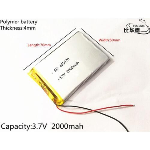 Free shipping 10pcs/lot 405070 3.7V 2000mah Lithium polymer Battery with Protection Board For MP4 PSP