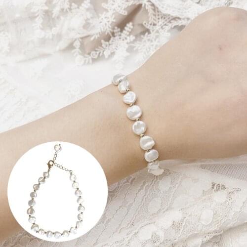 BLUELANS Women Baroque Faux Pearl Charm Adjustable Chain Bracelet Bangle Jewelry Gift wedding jewelery женский широкий браслет