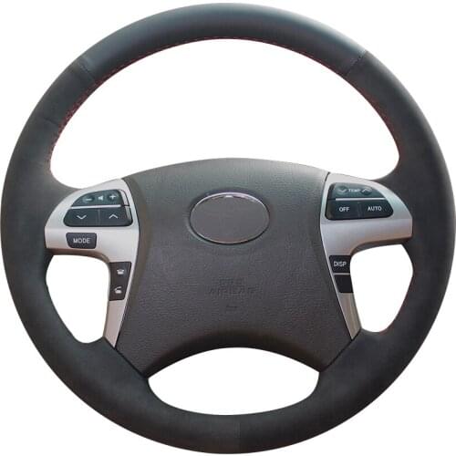 Black Synthetic Leather Black Suede Car Steering Wheel Cover for Toyota Highlander 2009-2014 Camry 2007-2011