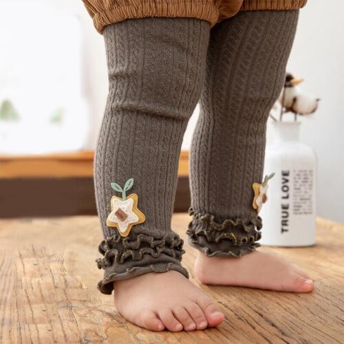 Kids Cotton Warm Ribbed Leggings Children Girls Solid Shaping Princess Lace Ruffle Pants Toddler Cute Trouser Baby Accessories