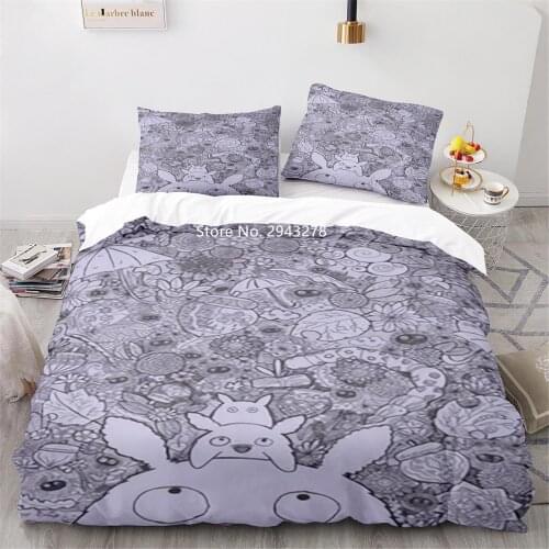 Home Textile Totoro Series Pattern Cartoon Duvet Bed Cover Pillowcase Bedding Set Children Adult Bedroom Luxury Decoration