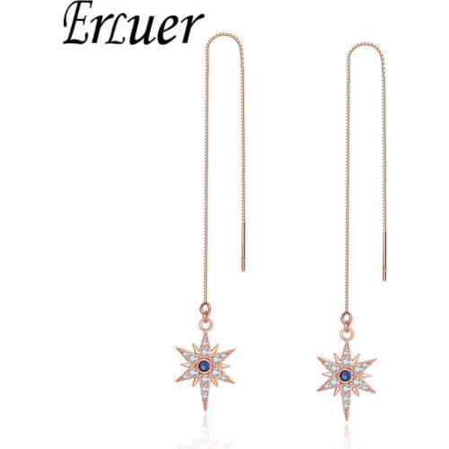 ERLUER summer earrings for women Fashion crystal Zircon hexagon jewelry Girl rose gold romantic wedding Dangle Earring jewellery