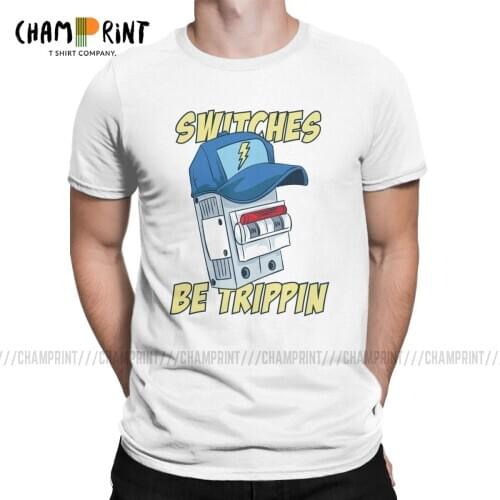 Electrician Switches Be Trippin Men T Shirt Short Circuit Tops Johnny 5 80s Retro Robot Movies T-Shirts 2019 Fashion Tee Shirt