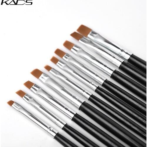 KADS Gel Nail Brush Acrylic Nail Art Pens Flat Tilted Head Drawing Painting Nail Art Tools 10 Sizes for UV Gel Nail Polish