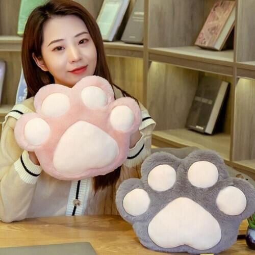 Cute cat paw warm hand pillow in hand Plush cover hand pillow cushion nap pillow Plush toy of bear paw Plush Toy back cushion