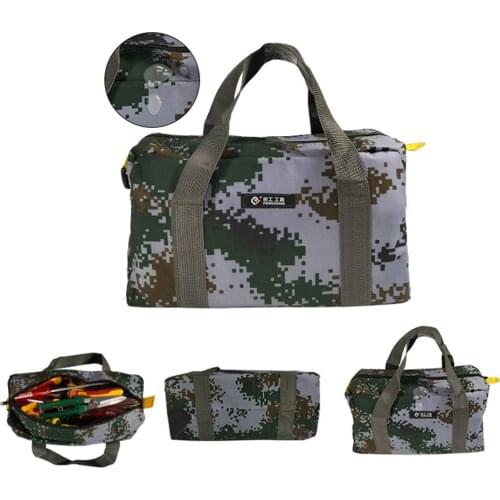 Multi-Function Tool Storage Bag Camouflage Canvas Electrician Bag Waterproof Hand Carry Tote Home Toolkit Metal Hardware Parts