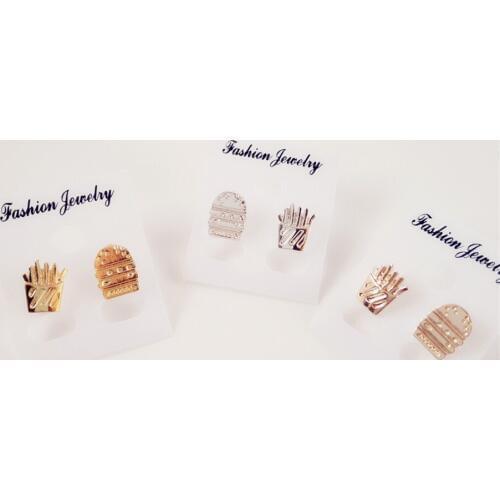 Fashion Hamburger and French Fries stud earrings, lovely food stud earrings color