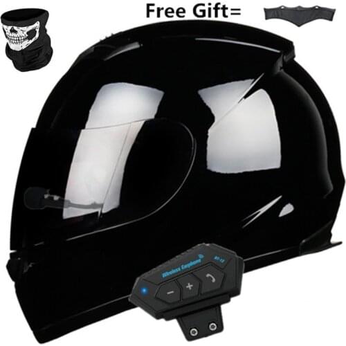 NEW Bluetooth-compatible Helmet Flip Up Lens Casco Moto Cool Motorcycle Helmet Full Face Casco Black Motorbike Helmets Modular