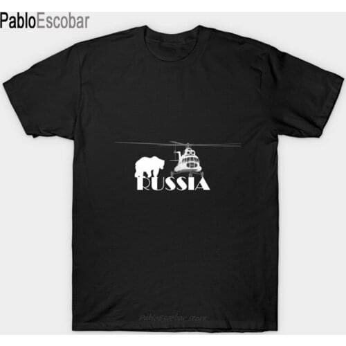 Men cotton tshirt summer t shirt Helicopter Mi-8 and Polar Bear in Russia T-Shirt man shubuzhi tee-shirt bigger size