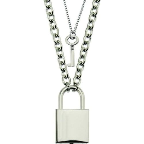 Mens Vintage Necklace Pendant Glossy Key and Lock Set Pendant Men and Women Fashion Jewelry Wholesale