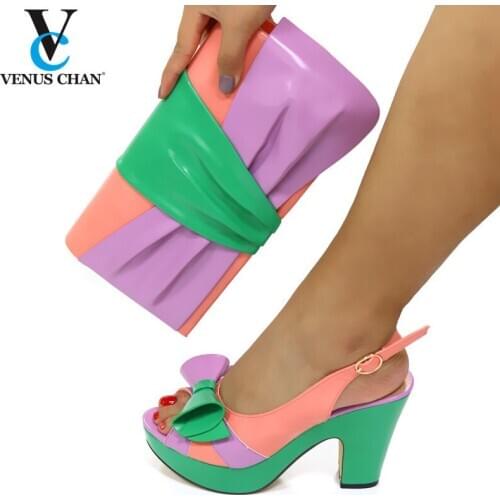Latest Matching Shoes and Bag Set Italian In Women High Quality African Wedding Shoes Italian Ladies Shoes and Bags To Match Set