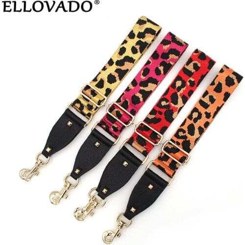 2021 New Fashion Leopard Wide Shoulder Strap Adjustable PU Webbing Bag Strap