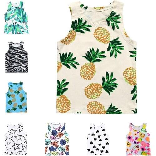 0-3Y Summer Newborn Childrens Clothing Boys And Girls Cartoons Vest Cotton Childrens Sleeveless T-shirt Childrens Baby Vest