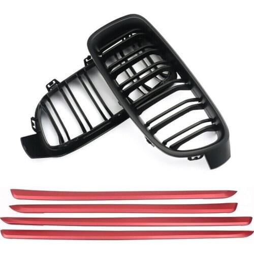Front Kidney Grille Grills Matte Black for BMW F30 F35 328I 335I 2012-2016 & Door Panel Decoration Stickers Trim