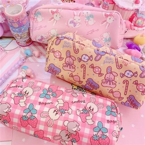 Cartoon Big Zipper Unicorn Pencil Case Big capacity Canvas School Storage bag pen Pouch School Supplies Stationery Estuches