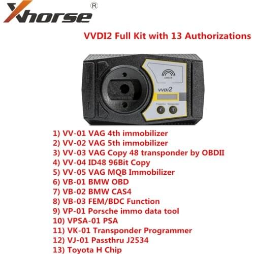 Xhorse VVDI2 Full Kit with 13 Authorizations OBD48+96bit 48-Clone+MQB+for BMW FEM/BDC Function VVDI2 Full Version