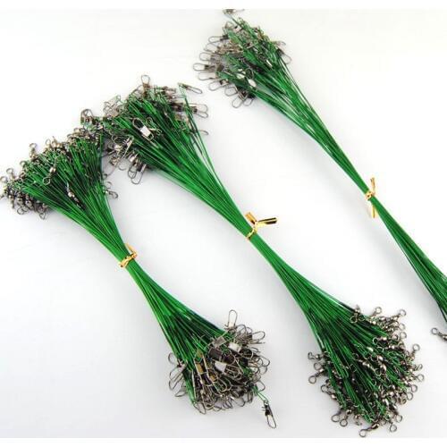 100Pcs/lot Steel Wire Leader Rolling Swivel Anti Bite Steel Fishing Line Olta Leadcore Leash 15CM 20CM 25CM Fishing Leader Wire