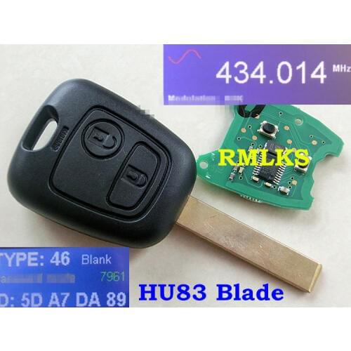 RMLKS Remote Car Key Fit For Peugeot 307 407 With 434 MHz ID46 Chip Transponder Key Uncut HU83 Blade