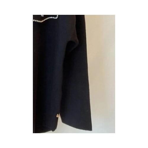 Rhinestone Decoration Women Knit Cardigans Turn-down Collar Single Breasted Loose Female Knit Sweater Coat Autumn Winter 2021