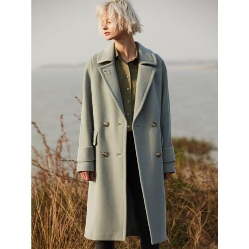 High End Double Faced Cashmere Overcoat Womens Middle and Long 2021 New Profile Thickened 100% Pure Wool Woolen Sweater