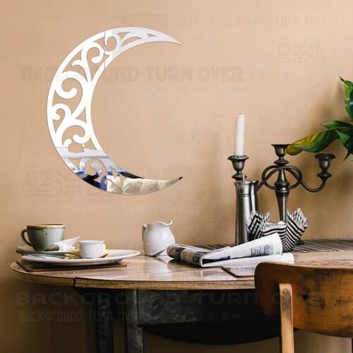 Mirror Wall Sticker Home Decor Decorative 3D Living Room For Decoration Ramadan Kareem Islamic Arabic Muslin Moon Mubarak R298